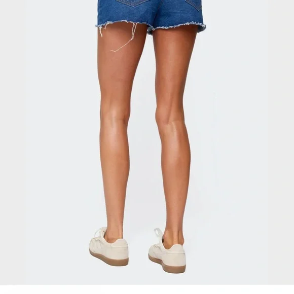 Edikted Dark Blue Jean Shorts - Picture 2 of 3